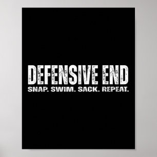 Defensive End (de) Lineman - Funny Football Athlet Poster