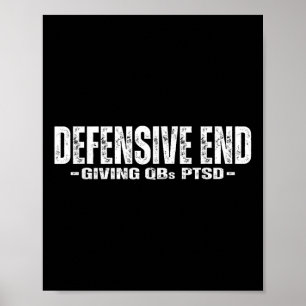 Defensive End (de) Lineman - Funny Football Athlet Poster
