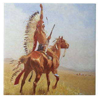 "Defiance" Western Art von Frederic Remington Fliese