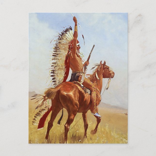 "Defiance" Western Art von Frederic Remington Postkarte (Vorderseite)