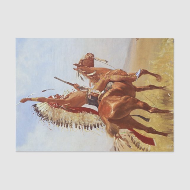 "Defiance" Western Art von Frederic Remington Seidenpapier (Vorderseite)