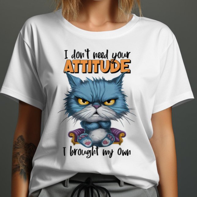 Defiant Blue Feline mit erstaunlichen Worten T-Shirt (Von Creator hochgeladen)