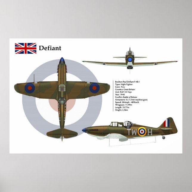 Defiant Mk I 141 Squadron Poster (Vorne)