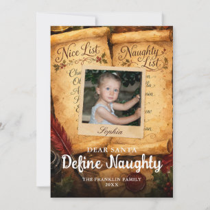 Definieren Sie das Foto von Naughty Santa List Lus Feiertagskarte