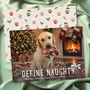 Definieren Sie lustiges Naughty Dog Weihnachtsfoto Feiertagskarte