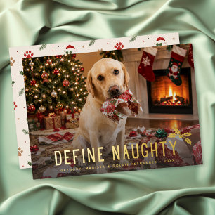 Definieren Sie Naughty Dog Lustiges Foto Weihnacht Folien Feiertagskarte