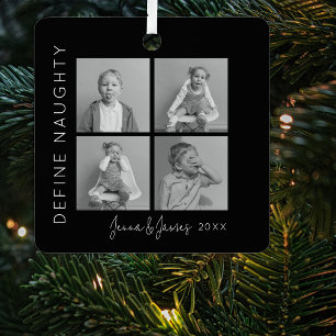 Definieren Sie Unartig 4 Foto-Collage-Weihnachts Ornament Aus Metall