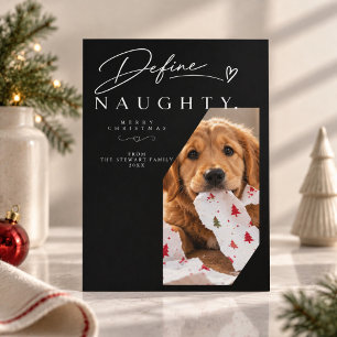Definieren Sie unartige Schrift Schwarzer Hund Fot Feiertagskarte