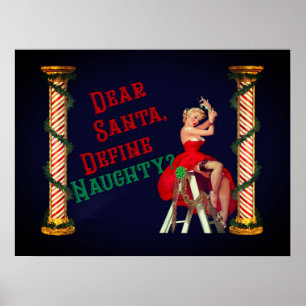 Definieren Sie unartige Vintage-Pin-Up-Girl-Weihna Poster
