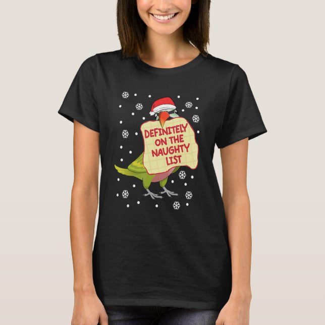 Definitely On Naughty List Parrot I Moustache Para T-Shirt (Vorderseite)