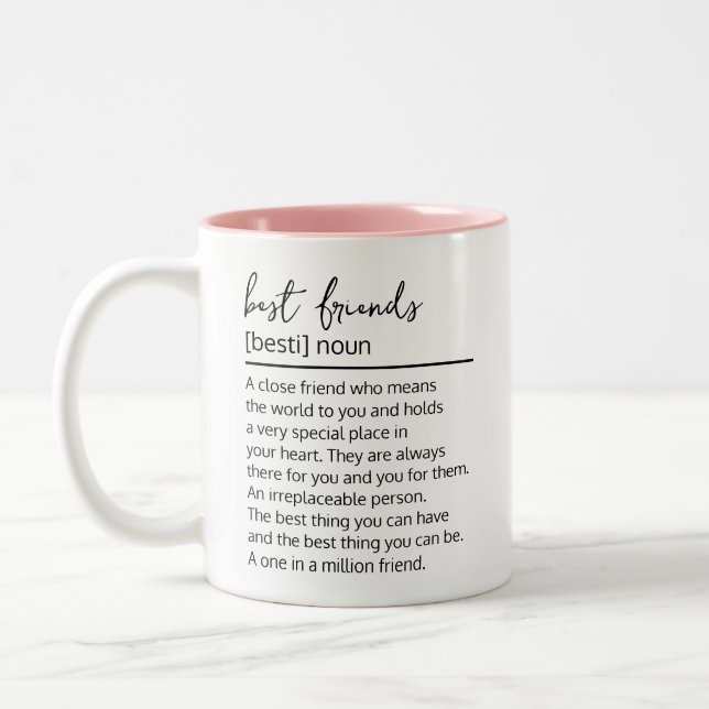 Definition der besten Freunde mit Foto Zweifarbige Tasse (Links)