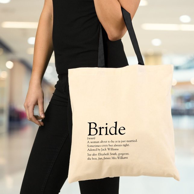 Definition der Braut, Brautparty, Hochzeit Tragetasche (Bride Definition, Bridal Shower, Wedding Tote Bag)