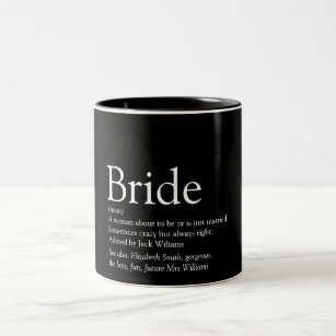Definition der Braut, Brautparty, Hochzeit Zweifarbige Tasse