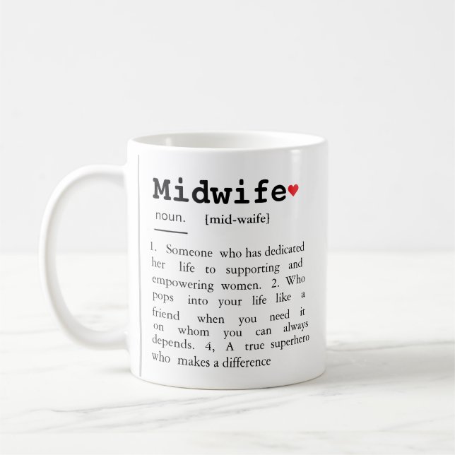 Definition der Hebamme, Geschenk der Hebamme, Kaffeetasse (Links)