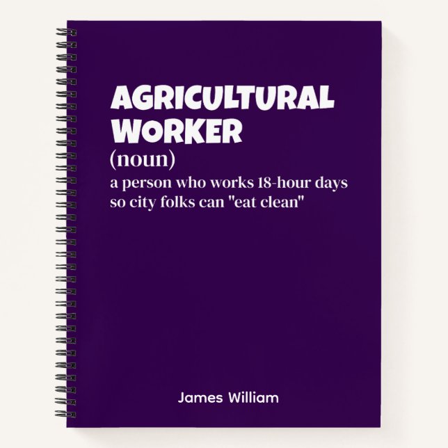 Definition der Landwirtschaft Notizbuch (Vorderseite)