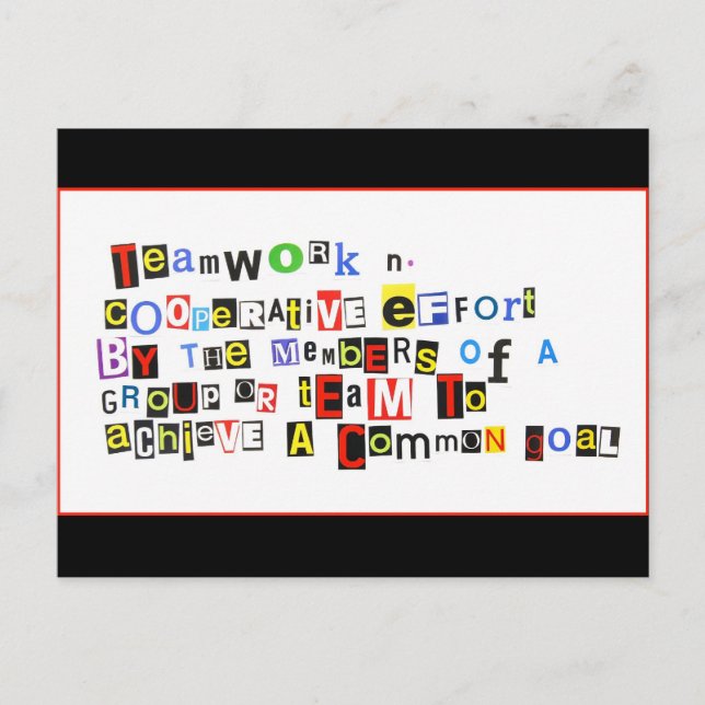 Definition der Teamarbeit Postkarte (Vorderseite)