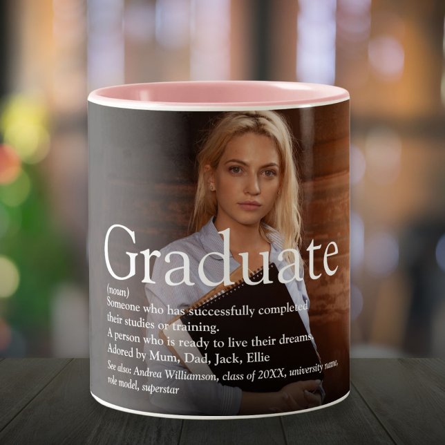 Definition des Begriffs "personalisiertes Foto" Zweifarbige Tasse (Personalized Photo Graduate Definition Two-Tone Coffee Mug)
