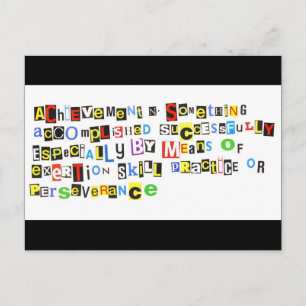 Definition des Erreichten Postkarte