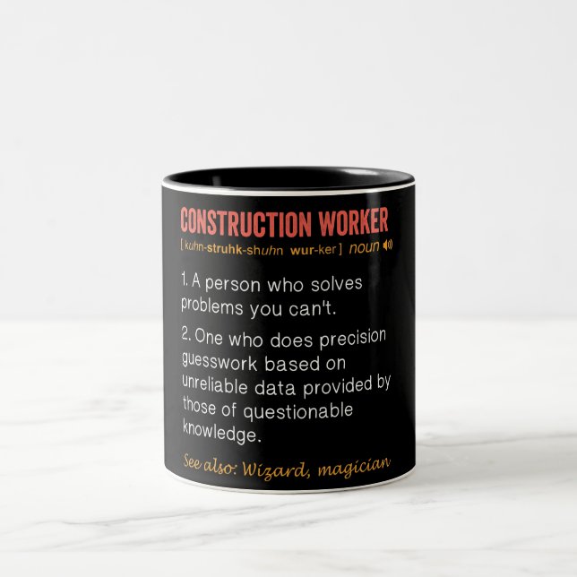 Definition des "Funny Construction Worker" Zweifarbige Tasse (Mittel)