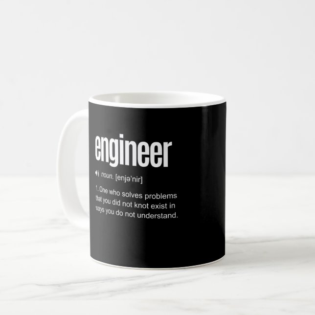 Definition des "Funny Engineer" Kaffeetasse (Vorderseite Links)