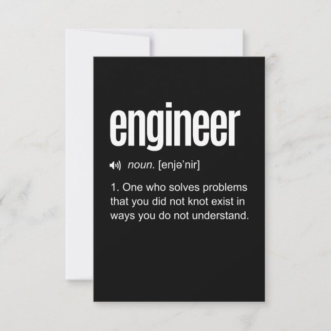 Definition des "Funny Engineer" RSVP Karte (Vorderseite)