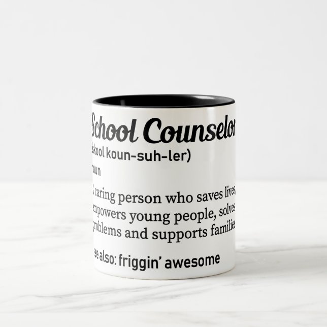 Definition des "Funny School Counselors" Zweifarbige Tasse (Mittel)