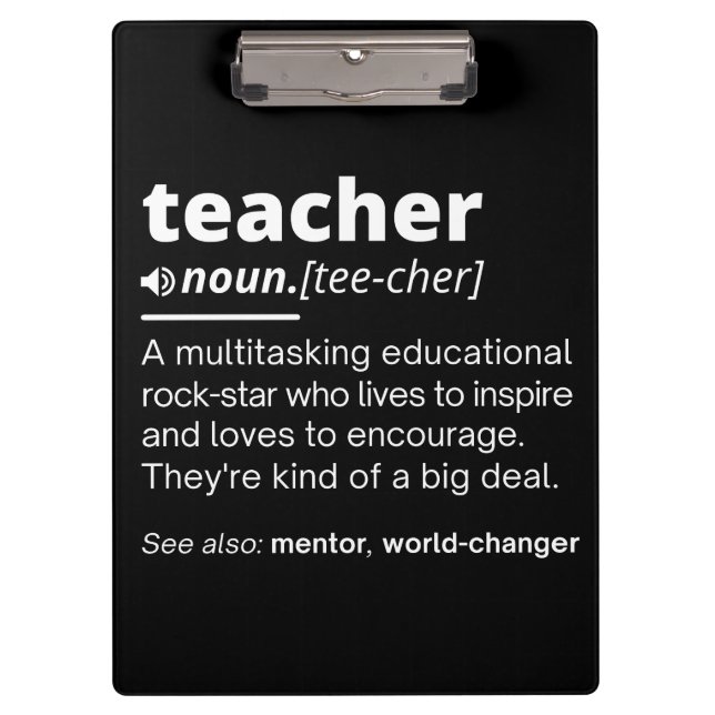 Definition des Lehrers - Funny Teaching School Tea Klemmbrett (Vorderseite)