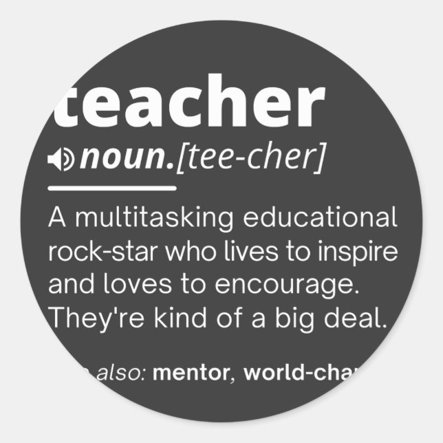 Definition des Lehrers - Funny Teaching School Tea Runder Aufkleber (Vorderseite)