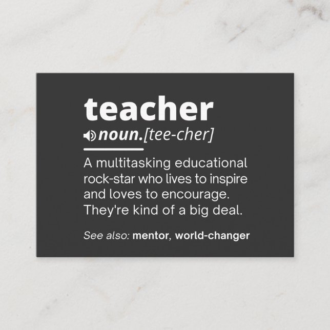 Definition des Lehrers - Funny Teaching School Tea Visitenkarte (Vorderseite)