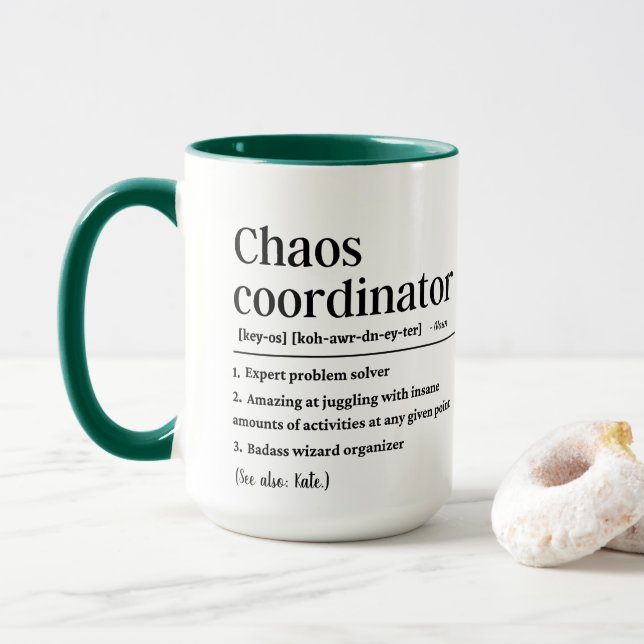 Definition des personalisierten Chaos-Koordinators Tasse (Mit Donut)