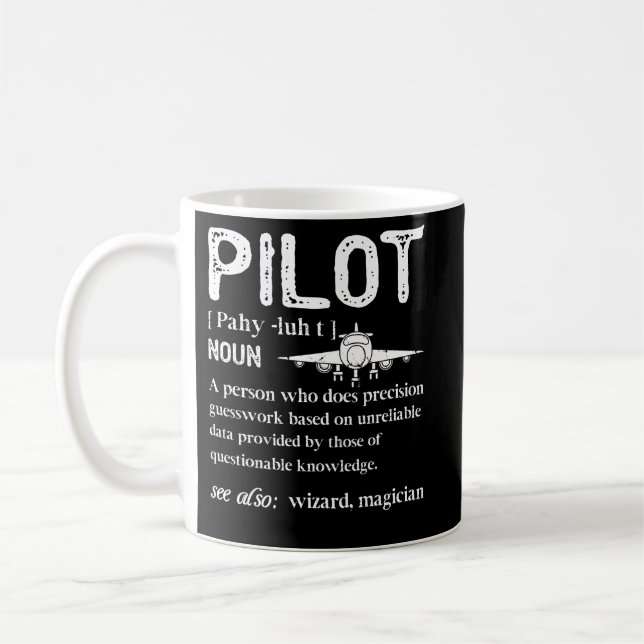Definition des Piloten, der das Flugzeug verlegt Kaffeetasse (Links)
