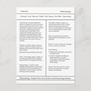 Definition des Postübergangs Postkarte, Wörterbuch Postkarte