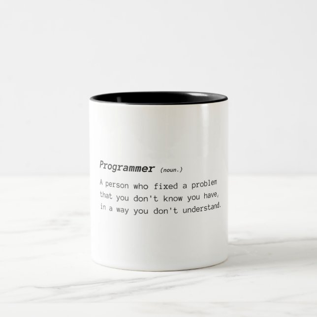 Definition des Programmierers Zweifarbige Tasse (Mittel)