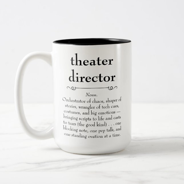 Definition des Theaterdirektors Vielen Dank Zweifarbige Tasse (Links)