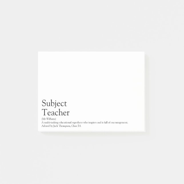 Definition des weltbesten Lehrers Post-it Klebezettel (Vorderseite)