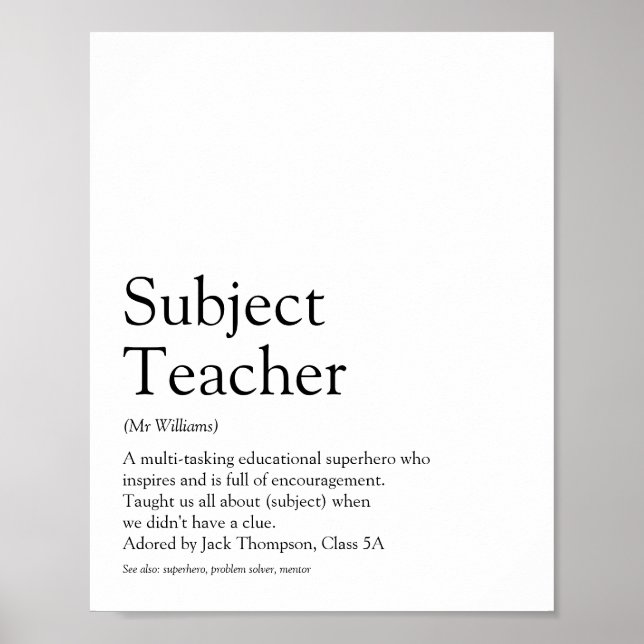 Definition des weltbesten Lehrers Poster (Vorne)