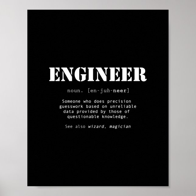 Definition des Wörterbuchs "Funny Engineer" Poster (Vorne)
