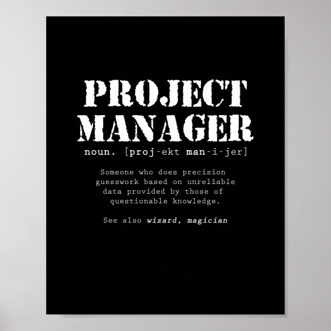 Definition des Wörterbuchs "Funny Project Manager" Poster (Vorne)