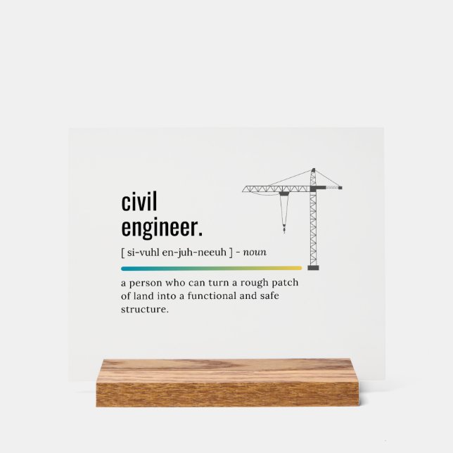 Definition des zivilen Ingenieurs Acrylschild (Vorderseite)