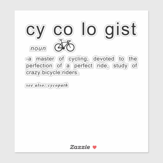 Definition des Zykologen | Funny Biker | Cyclist-G Aufkleber (Blatt)