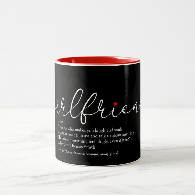 Definition eines Freundes Elegante Script Liebe He Zweifarbige Tasse (Mittel)