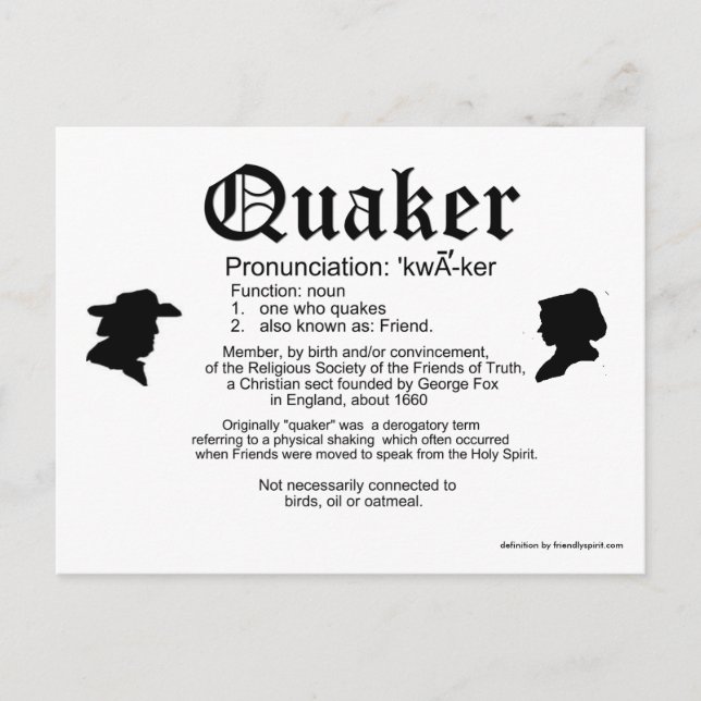 Definition eines Quakers Postkarte (Vorderseite)
