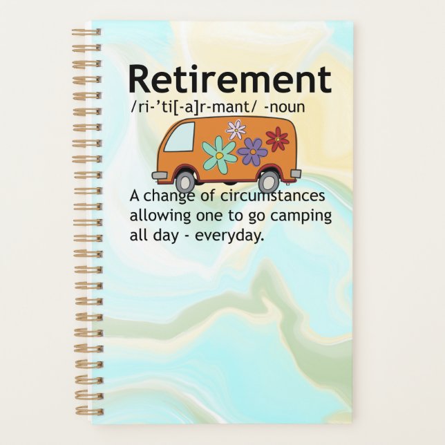 Definition für "Funny Camping Retirement" Planer (Vorderseite)