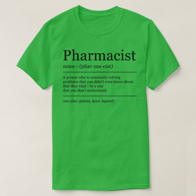 Definition Pharmakist Pharmacy Graduation T-Shirt (Design vorne)