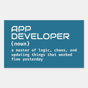 Definition von App Developer Geek Rechteckiger Aufkleber