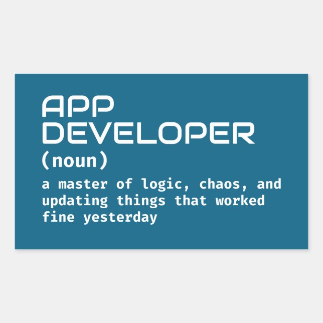 Definition von App Developer Geek Rechteckiger Aufkleber (Vorderseite)