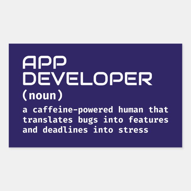 Definition von App Developer-Spaß Rechteckiger Aufkleber (Vorderseite)