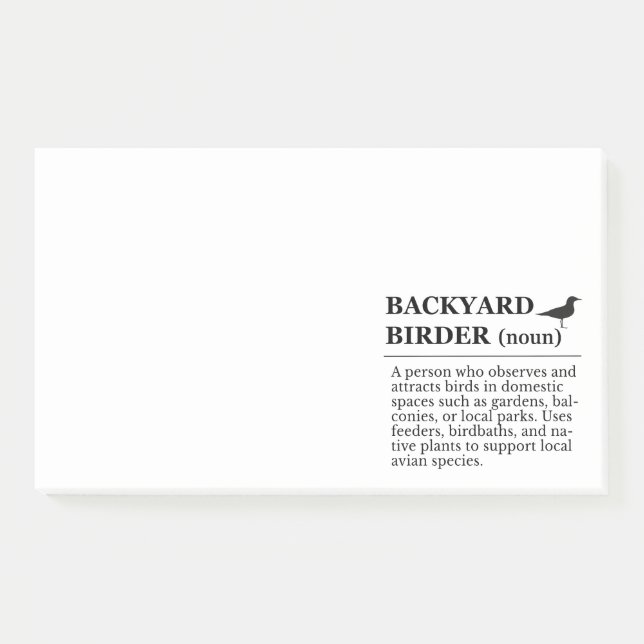 Definition von Backyard Birder - Garten-Vogelbeoba Post-it Klebezettel (Vorderseite)