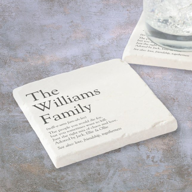 Definition von Familiennamen Personalisiert Steinuntersetzer (Family Name Definition Personalized Stone Coaster)