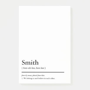 Definition von Familiennamen und Motto-Wörterbüc Post-it Klebezettel